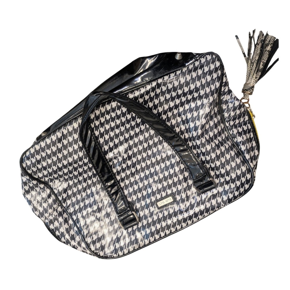 Ellen Tracy Houndstooth Travel Weekender Bag Black and White 20x14